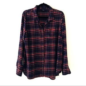 LUCKY BRAND Orange and Purple Plaid Flannel Shirt